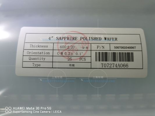 ویفرهای یاقوت کبود 4 اینچی Prime Grade DSP SSP 0.5mm Al2O3 Led Sapphire Substrate