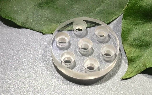 Round Sapphire Glass Lens Assembly Part With Sink Hole High Thermal Conductivity